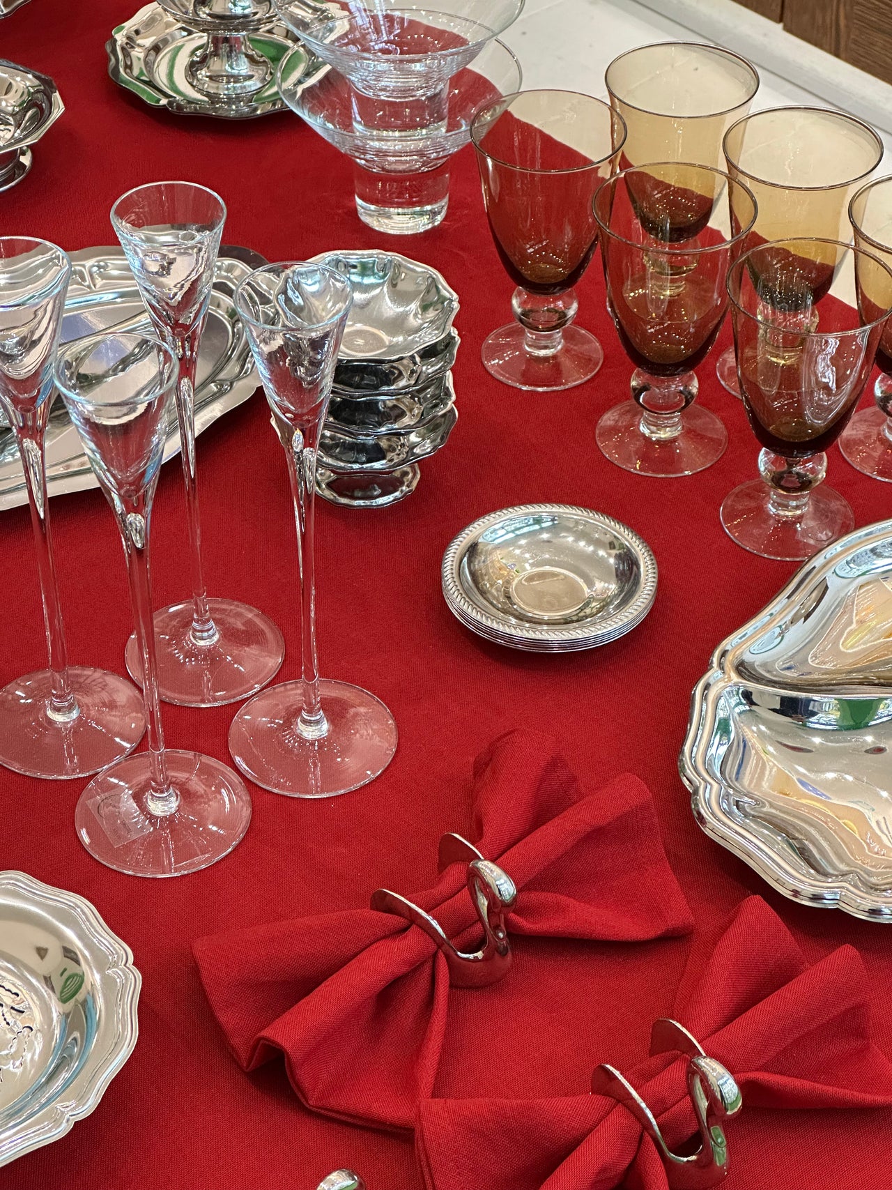 Set of 6 amber wine glasses