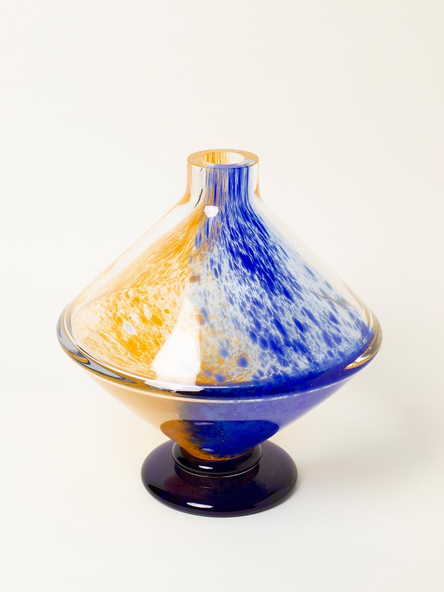 Handblown yellow and blue vase