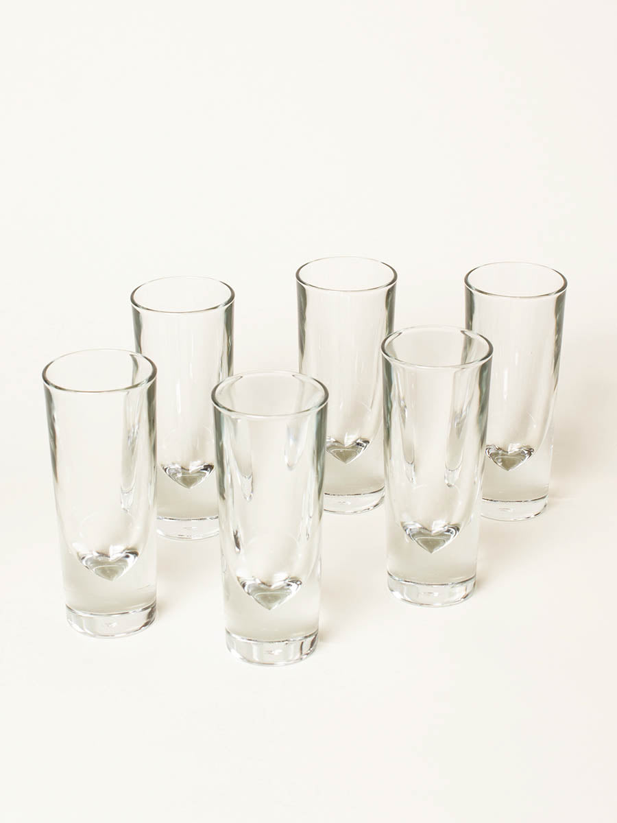 Set of 6 clear bullet water glasses