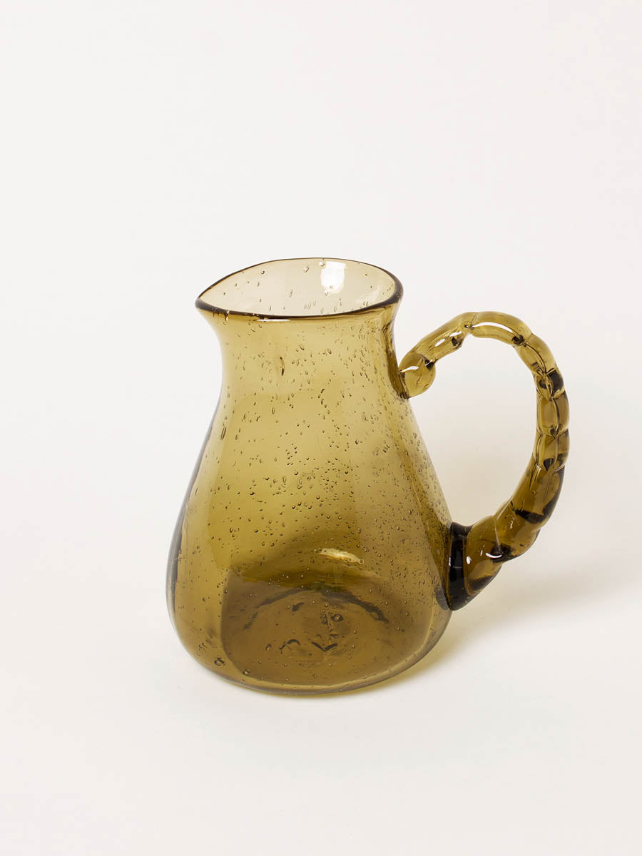 Handblown olive pitcher