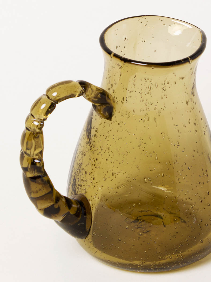 Handblown olive pitcher