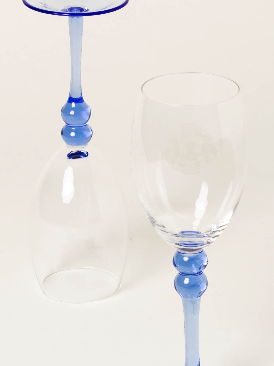 Set of 2 blue wine glasses