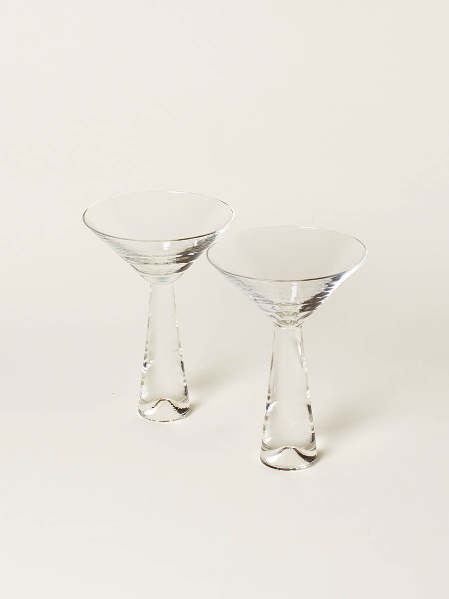 Set of 2 cone-shaped cocktail glasses