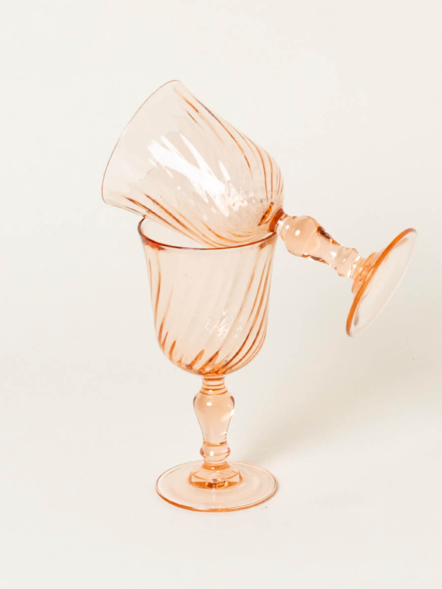 Set of 2 peach small wine glasses