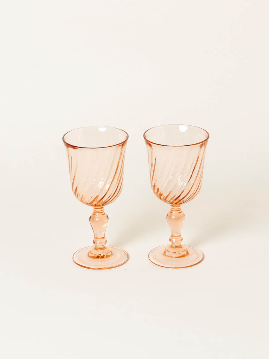 Set of 2 peach small wine glasses