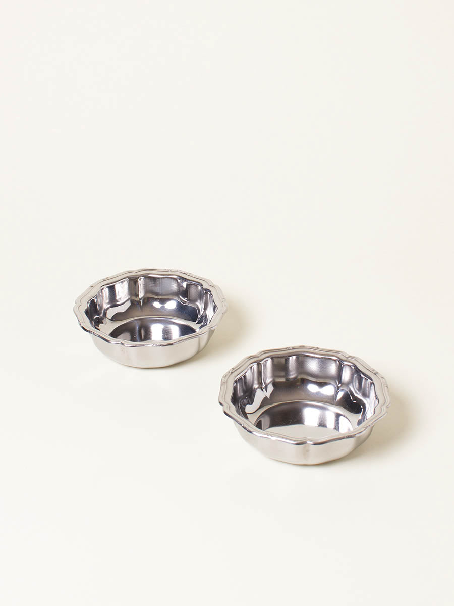 Set of 2 detailed silver small bowls