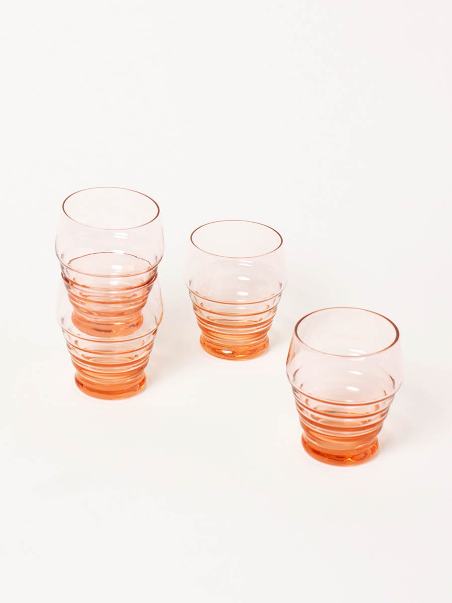 Set of 4 peach water glasses