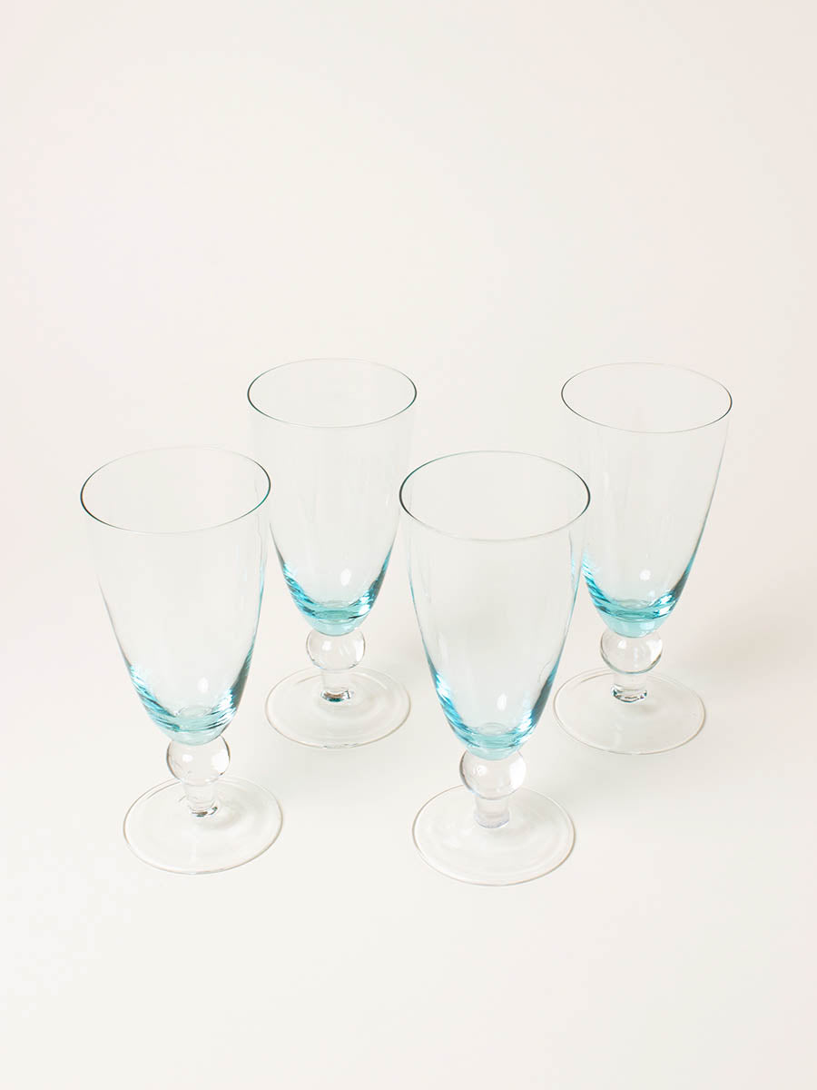 Set of 4 blue water glasses