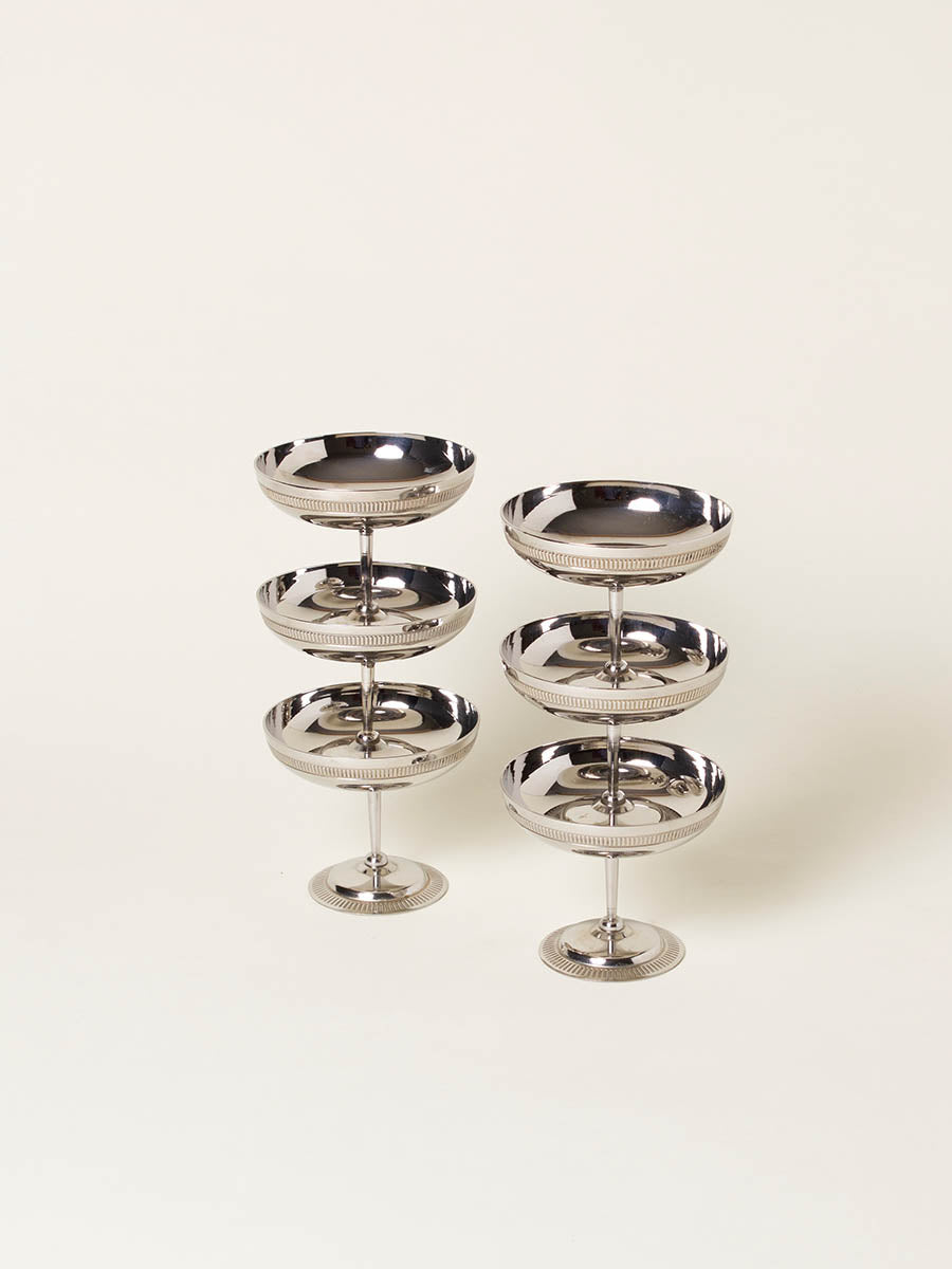 Set of 6 silver coupes with stripes