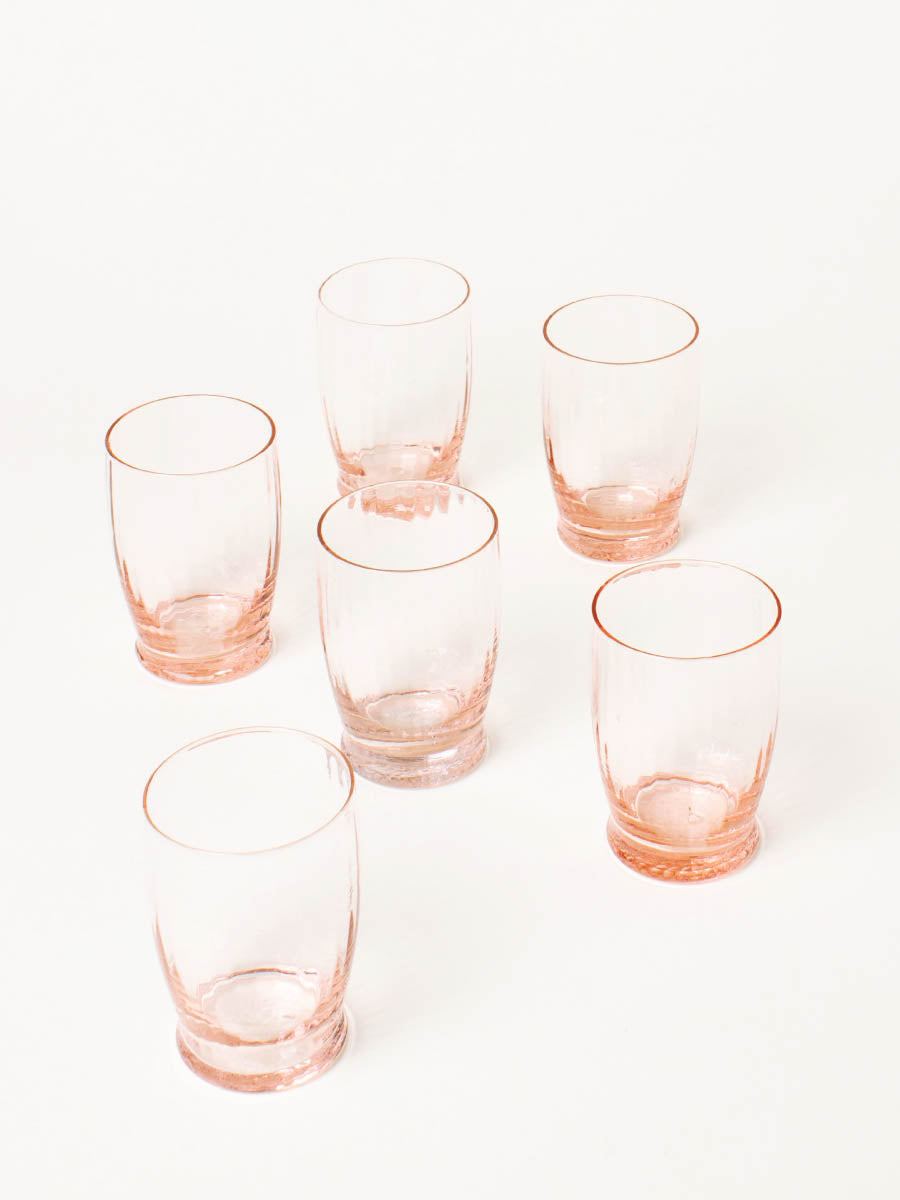 Set of 6 pink water glasses