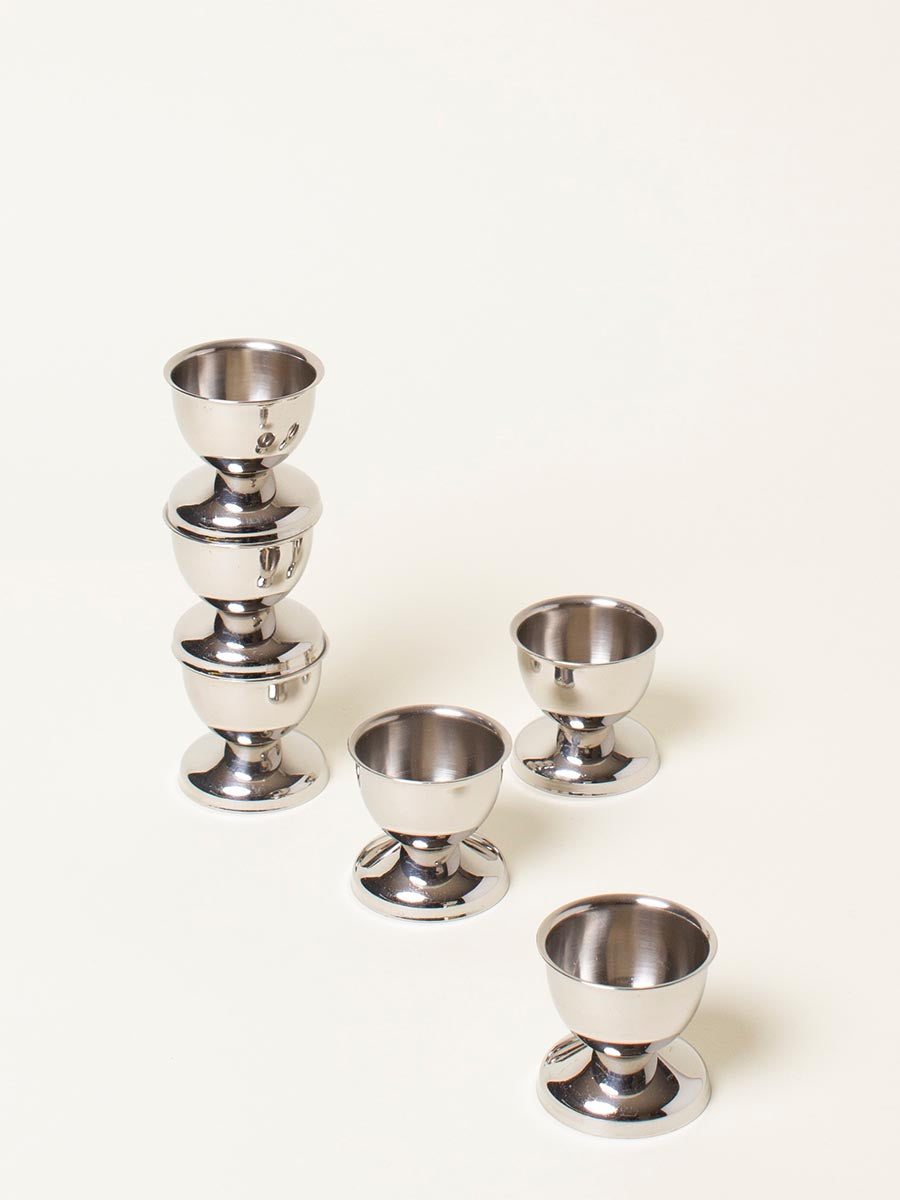 Set of 6 silver egg cups