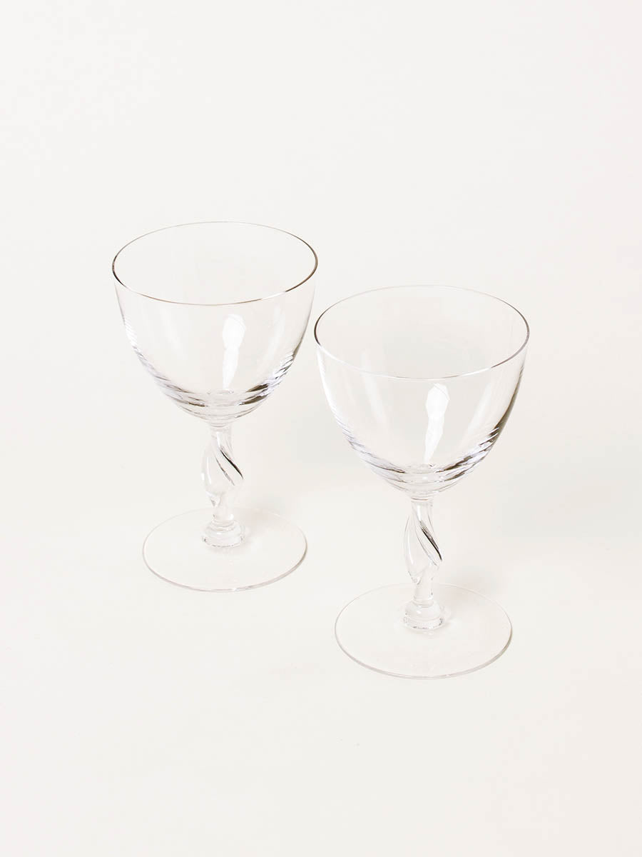 Set of 2 small crystal wine glasses