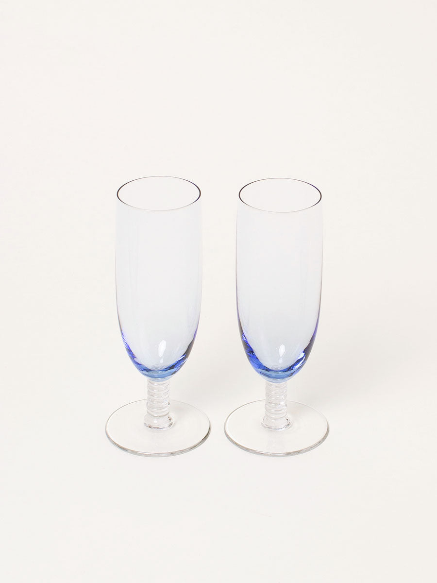 Set of 2 blue flutes