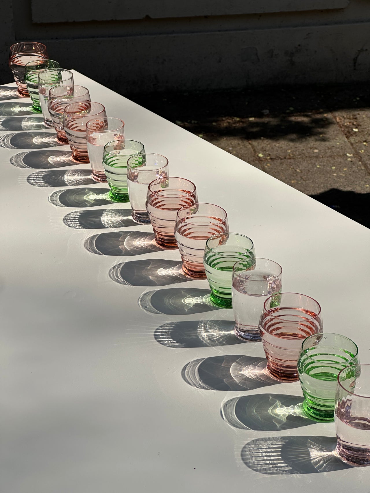 Set of 6 pink water glasses