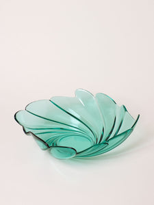 Aqua glass swirl bowl
