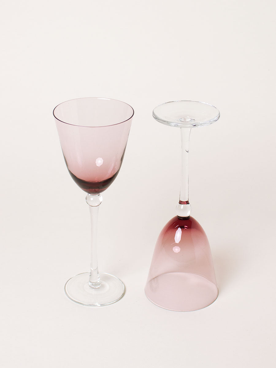 Set of 2 burgundy wine glasses