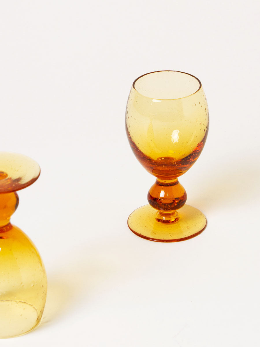 Set of 2 amber bubble liquor glasses