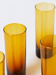 Set of 4 amber long drink glasses