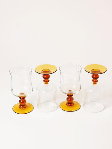 Set of 4 amber white wine glasses