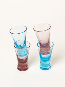 Set of 4 blue and purple liquor glasses