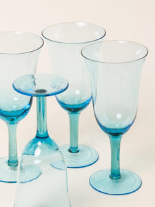 Set of 4 aqua blue wine glasses