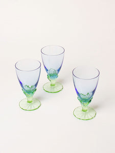 Set of 6 blue/green crystal glasses