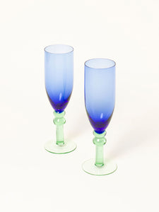 Set of 2 blue and green flutes