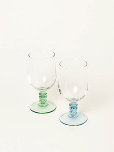 Set of 2 mixed blue and green glasses
