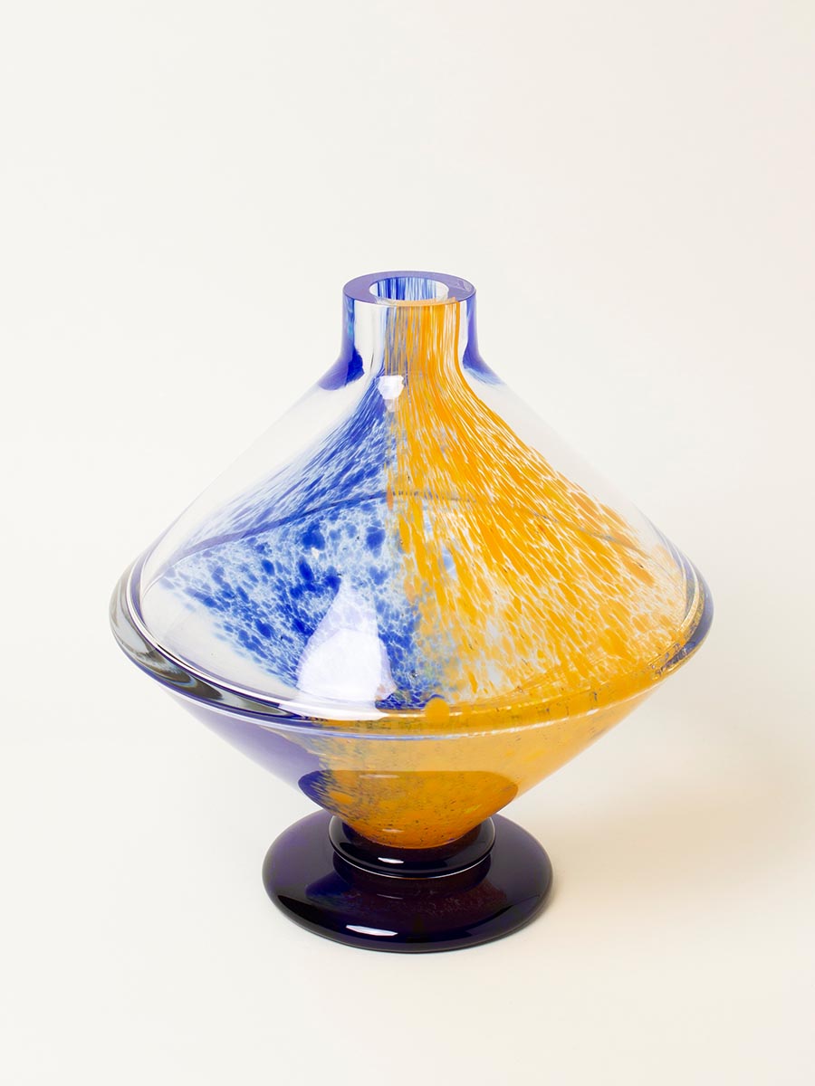 Handblown yellow and blue vase