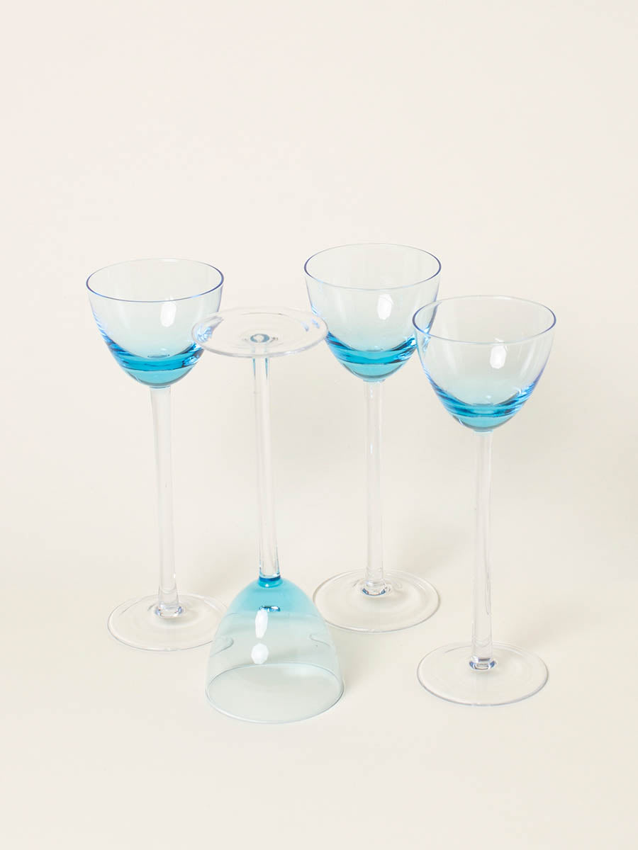Set of 4 blue liquor glasses