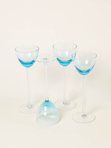 Set of 4 blue liquor glasses
