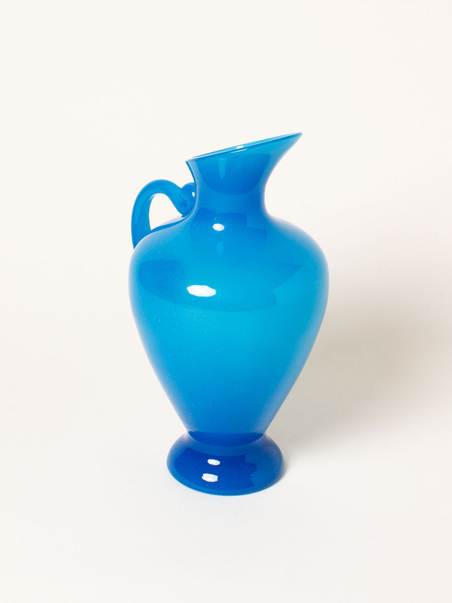 Bright blue pitcher vase