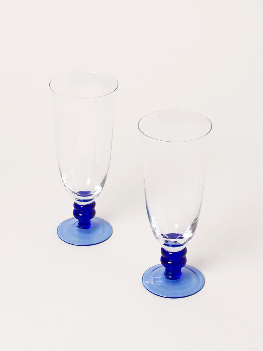 Set of 2 blue base flutes