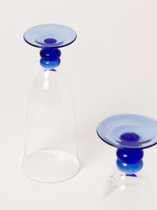 Set of 2 blue base flutes