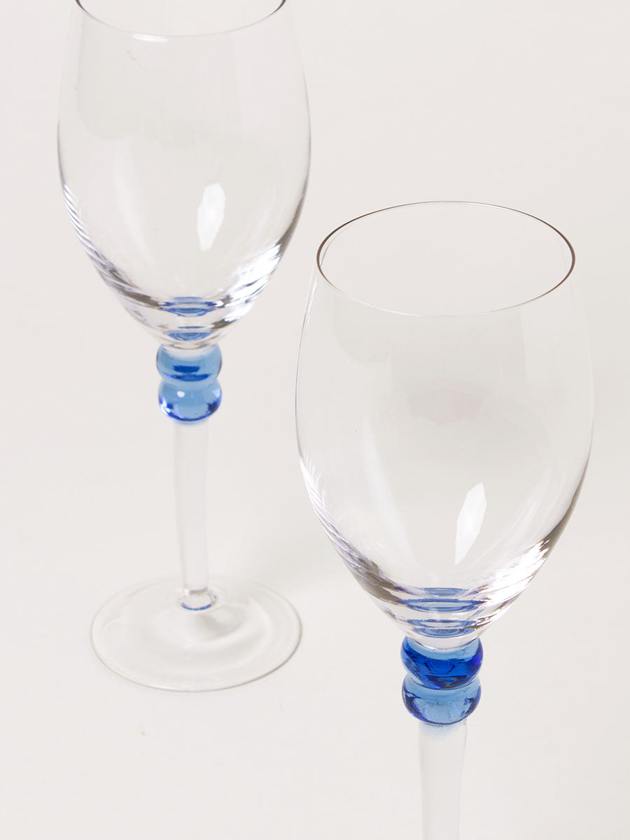 Set of 2 blue sphere wine glasses