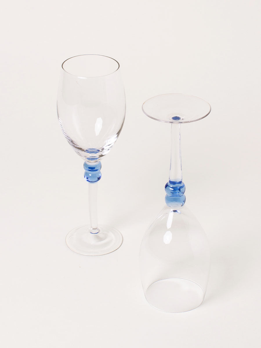 Set of 2 blue sphere wine glasses