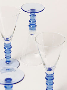 Set of 4 blue wine glasses