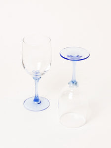 Set of 2 blue stem wine glasses