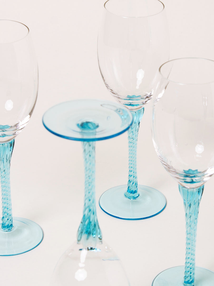 Set of 4 aqua wine glasses