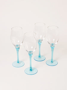 Set of 4 aqua wine glasses