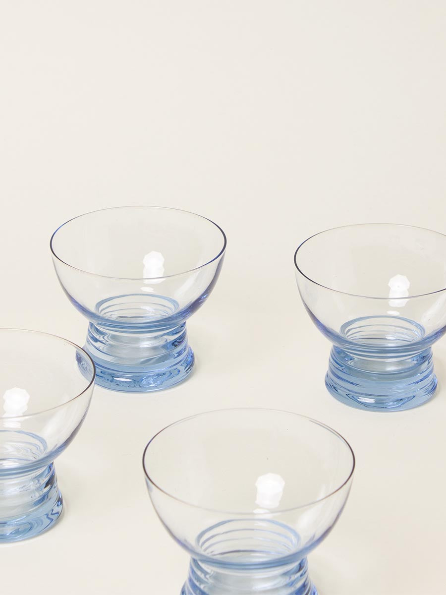 Set of 6 small soft blue water glasses