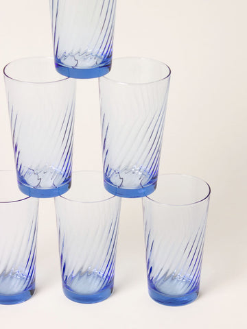 Set of 6 blue water glasses