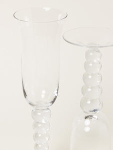 Set of 2 clear bubble-stem flutes