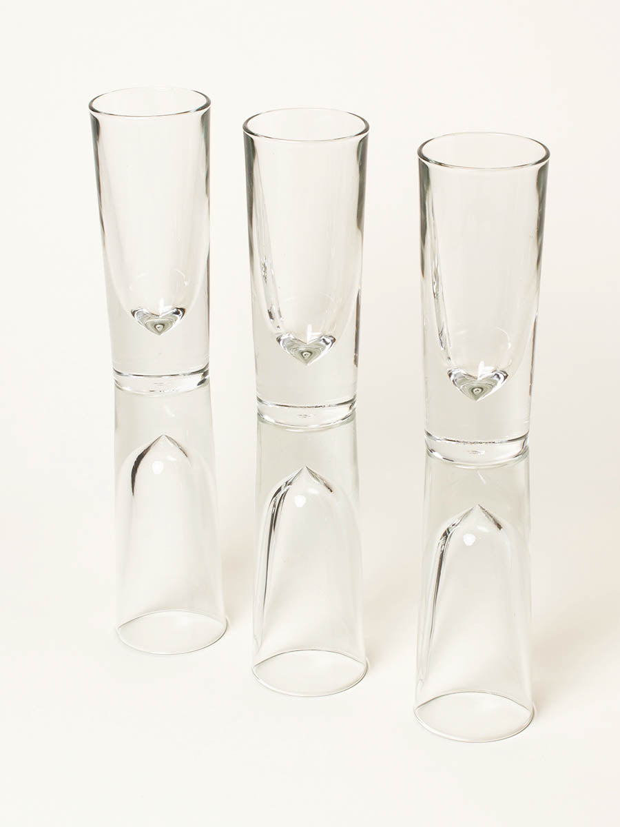 Set of 6 clear bullet water glasses
