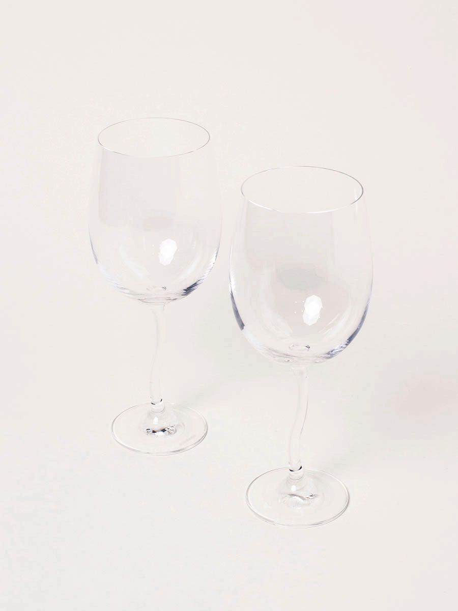 Set of 2 s-stem crystal wine glasses