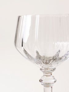 Set of 6 clear ribbed wine glasses