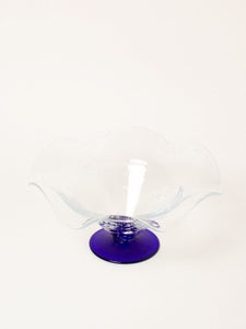 Decorative glass bowl with blue base