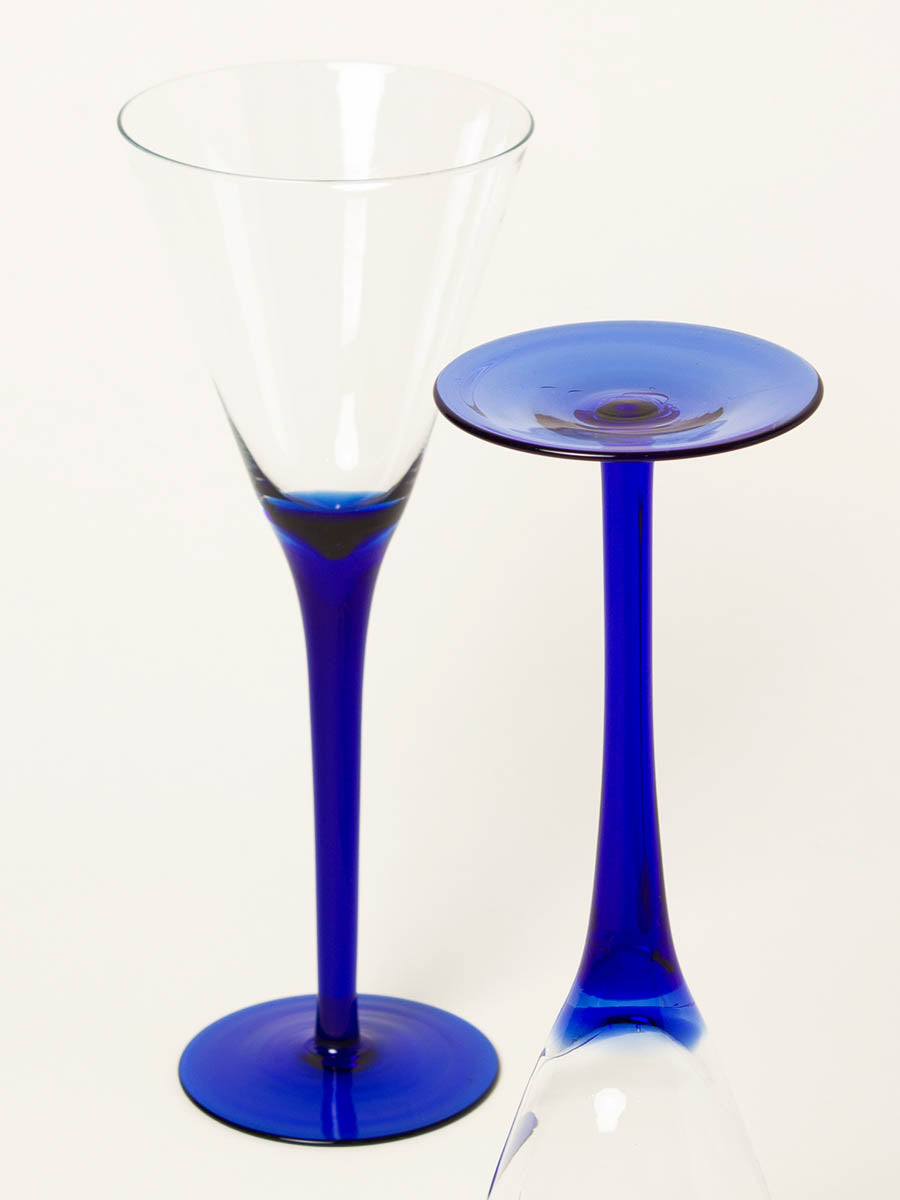 Set of 2 blue-stem martini glasses