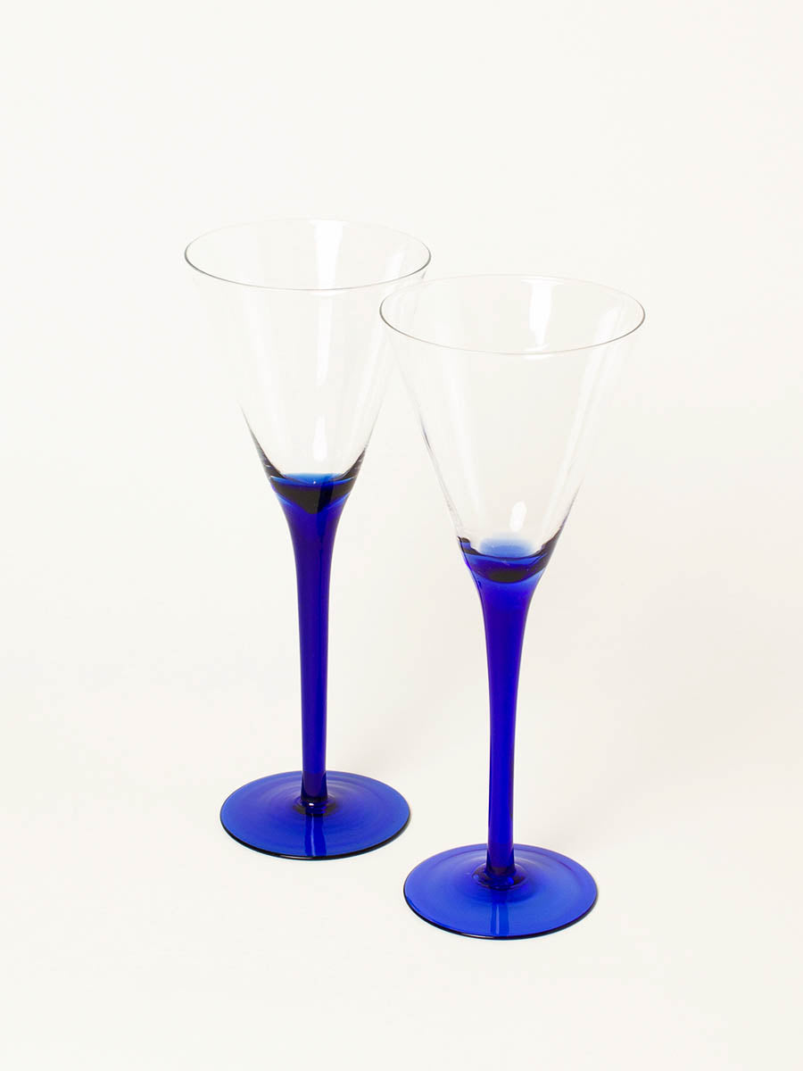 Set of 2 blue-stem martini glasses