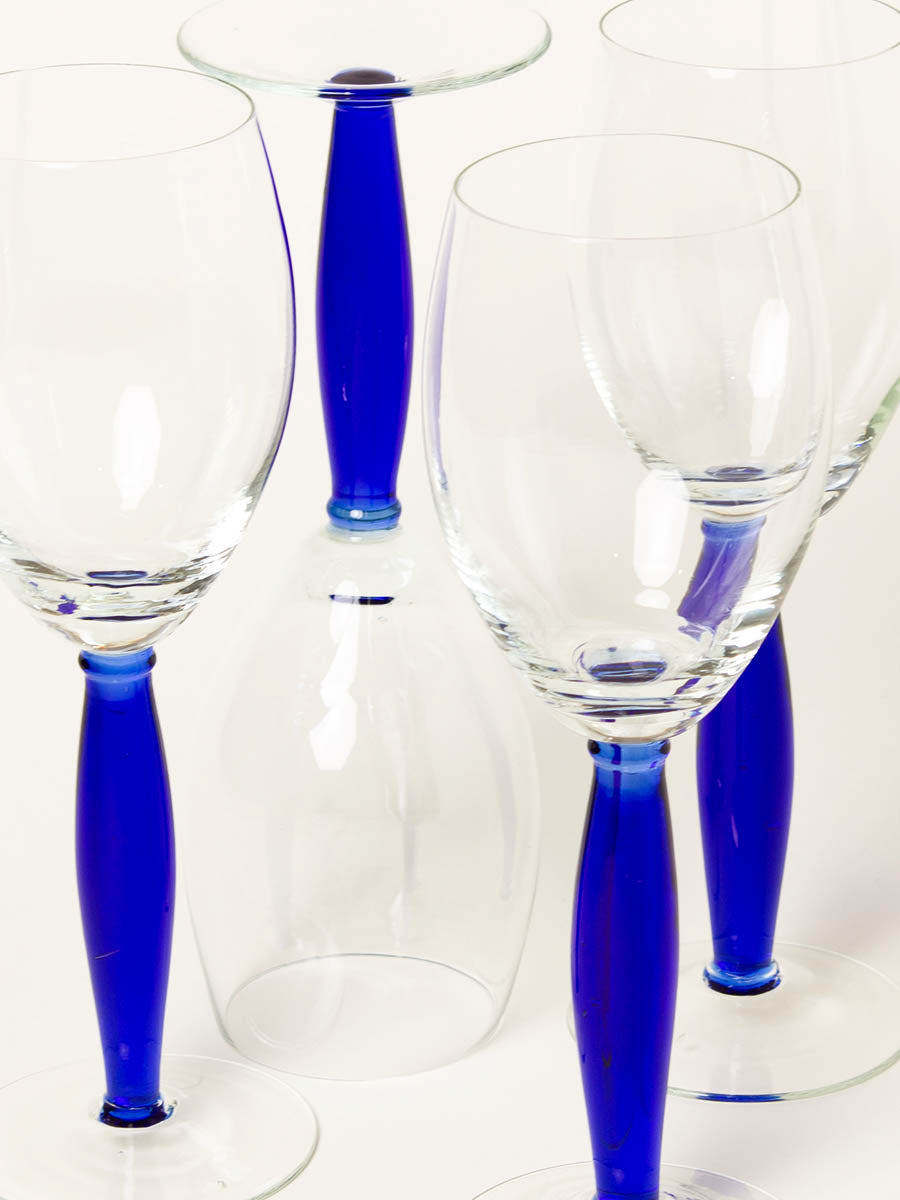 Set of 4 blue-stem wine glasses
